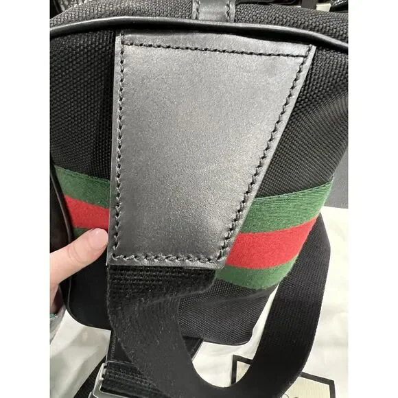 Gucci Techno Web Stripe Belt Bag W/Duster & Authenticity Retail $1400